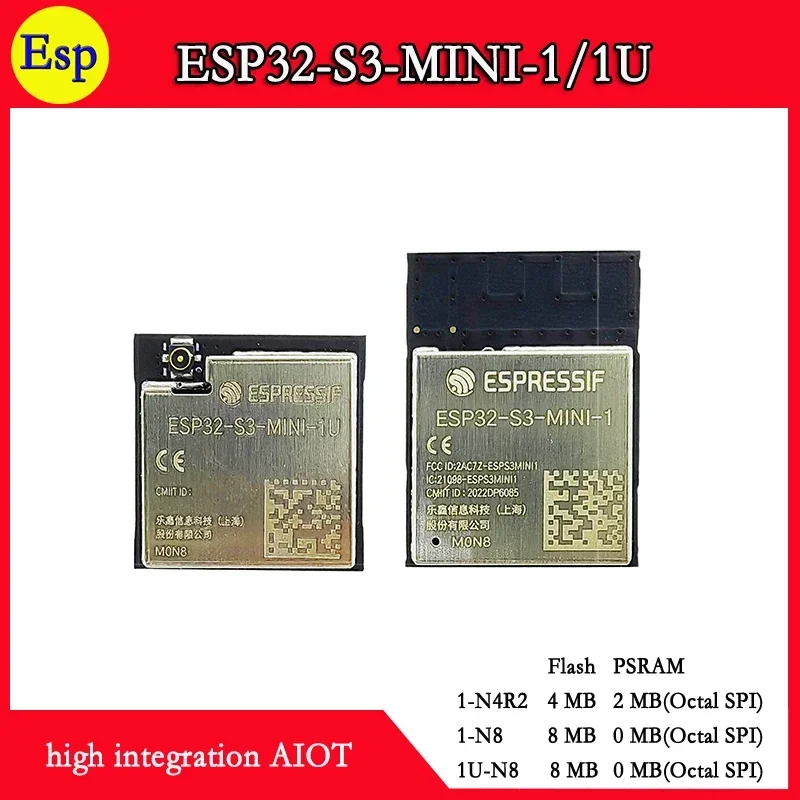 Espressif Esp32 - ESP32-S3-MINI-1、ESP32-S3-MINI-1U、Espressif ESP32-S3、ESP32 S3 MINI 1、高集積AIoT、N4R2、N8