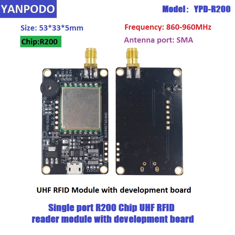 Esp32 Uart Module - R200チップUHF RFIDリーダーモジュールボード（アンテナ付き） | 1-15M長距離、USB TTL UART